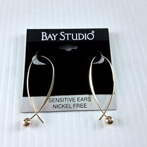 Bay Studio Gold Tone Elongated Hoop Threader Earrings Nickel Free Jewelry